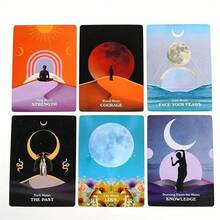 Moonology Oracle Cards - 28-Phase Lunar Cycle Divination Deck With Monthly Moon Messages, Spiritual Guidance & Meditation Tool, Turquoise & Pastel Phases Booklet-Like Guide For Beginners, Goddess Energy Readings - Green - View 7