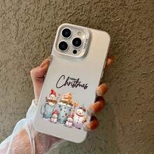 Funda de Teléfono con Decoración de Otoño Estética de Muñeco de Nieve y Gorro de Santa para 16 Pro 11 15 14 13 12 Pro Plus Negra y Plateada a Prueba de Golpes Regalo de Navidad para Mujeres - Colores mixtos - Ver 6
