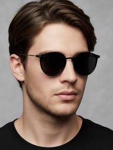 1 Stück modische runde Rahmen Nieten Mode Brille, neuer koreanischer Stil für Männer und Frauen, für den Außenbereich, hochwertige Metallrahmen