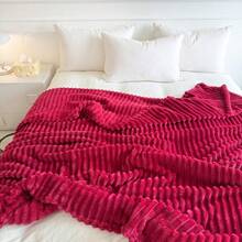 1 pieza Manta de franela de jacquard de un solo color con rayas de doble cara, adecuada para todas las estaciones, se puede usar como regalo de Navidad, ideal para dormitorio, sofá, viajes al aire libre, super suave