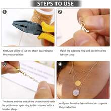 32.8 Feet Jewelry Making Chains Necklace Chain Bracelet Chains 2mm Thin Chain With 30Pcs Lobster Clasps And 100Pcs Open Jump Rings Gold - Gold - View 3