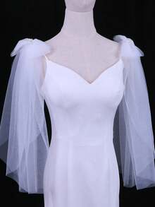 1 Pair Detachable Shoulder Shawl, With Pins, Delicate Chiffon Shoulder Decor With Bow, Suitable For Women In Autumn - VG34 - View 15