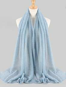 1pc Women's Shimmery Textured Mesh Muslin Hijab Veil - Multicolor - View 12