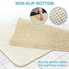 1pc Thicken Simple Solid Color Bathroom Mat With Rubber Backing For Shower Room Bathroom Toilet Rug With Hollow Circle Design, Room Decor - Beige - View 8