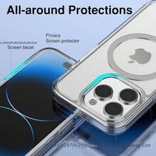 Luxury Magnetic Wireless Charge Clear Phone Case for  17 Air 16 15 14 Plus 13 12 11 Pro Max Mini Shockproof Hard Acrylic Protective Cover - Estilo 1 (1 pieza) - Ver 5