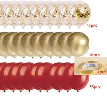 61个12英寸金色和红色气球套装 - 金属金色和红色乳胶氦气球，适用于婚礼、周年纪念、婴儿派对、生日派对 - 彩色 - 查看 2