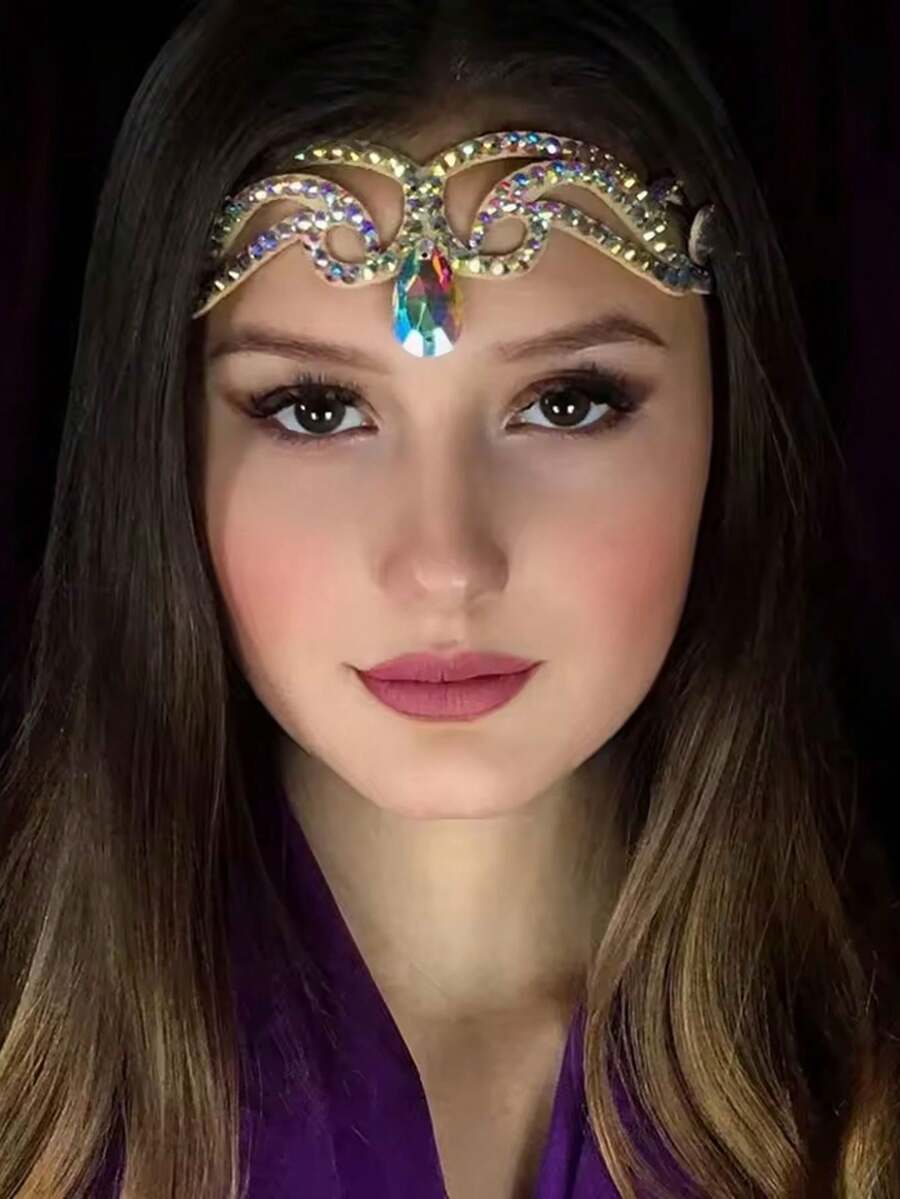 Accessories And Women's Belly Dance Headpiece, Fashionable Crystal Teardrop Forehead Chain, Headpiece Jewelry.
