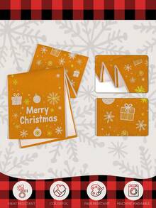 1 pieza Mantel decorativo navideño, Opciones de tamaños múltiples para camino de mesa, Decoración navideña para el hogar, Papá Noel, Campanas, Muñeco de nieve, Hombre de jengibre, Árbol de Navidad, Regalos, Enanos