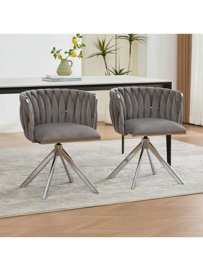 Fluwelen Seats Heavy Metal Frame, 180 Degree Swivel Function, Back, Zachte Luxurious Flexible Between Living Room, Budol Creative Workspace (Set Of 2) view 5