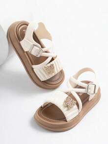 1 双 2025 夏季新款软底防滑中大童沙滩凉鞋，时尚公主时尚女童凉鞋 - 白色 - 查看 3