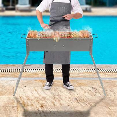 Barbecue portatile, barbecue pieghevole da campeggio, barbecue a carbone resistenti al calore, antiruggine, resistenti alla corrosione per picnic, barbecue da campeggio, barbecue da viaggio, barbecue per feste, barbecue da spiaggia