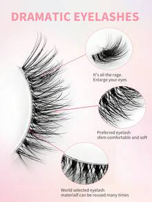 ENCHUW 16 Paar halbe Wimpern mit transparentem Band, weiche natürliche Katzenaugen-Wimpern, Make-up-Tool, Verlängerung, flauschige falsche Nerz-Wimpern