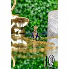 Gold Filled Virgem Aparecida Necklace: Zirconia Religious Jewelry - Màu xanh lam - Xem 4