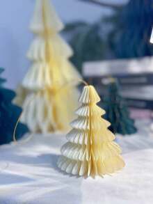 1pc Elegant Scandinavian Folded Paper Tree, Honeycomb Christmas Tree,Magnetic,Durable,Quick To Assemble Easy To Reuse, Reusable Tabletop Christmas Decor, Christmas Decorations Desk Decor Accessories -Minimalist Charm, Holiday Season Decor, - Multicolor - View 12