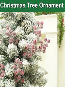 10pcs Artificial Berry Christmas Tree Decor, Foam Holly Branches With Snowflakes, Suitable For Christmas, Christmas Decorations, Room Decor, Home Decor, DIY Holiday Decoration Accessories, Christmas Gift Wrapping Supplies, New Year Decorations