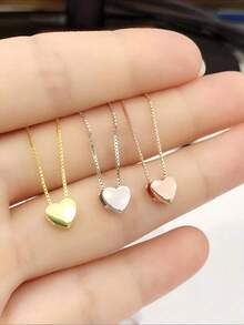 قلادة قلب فضة عيار 925 بسيطة، بسلسلة ذهبية اللون، إكسسوار عصري مناسب للاستخدام اليومي والحفلات، مجوهرات راقية