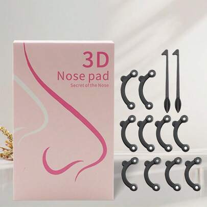 [1 套硅胶鼻托增强器] 硅胶鼻托增强器套装，3D 隐形鼻托，无香型，非电动，无需电池鼻部矫正工具，带透明盒包装，用于面部护理