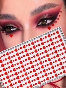 1pc 3d Simulation Large Red Heart Shaped Rhinestone Sticker For Eye/Face Decoration, Diy Music Festival/Y2k Themed Party Makeup
