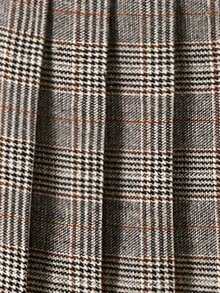 女士时尚格子褶皱 A 字裙，百搭优雅宽松修身 - 橘色格子 - 查看 5