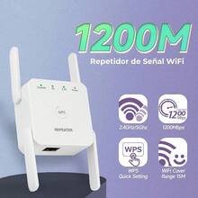 1200Mbps Repetidor de Señal WiF, 2.4G 300Mbps/5G 867Mbps, 4 Antenas, Extensor de Señal WiFi Inalámbrico Universal, Amplificador de Señal WiFi de Enchufe Pared, Repetidores de Red, WiFi Extender - Blanco/1200M - Ver 3