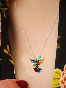1PC Fashion Creative Colorful Bird Pendant Necklace Summer Dopamine Personalized Clavicle Necklace Pendant - Colorful - View 3