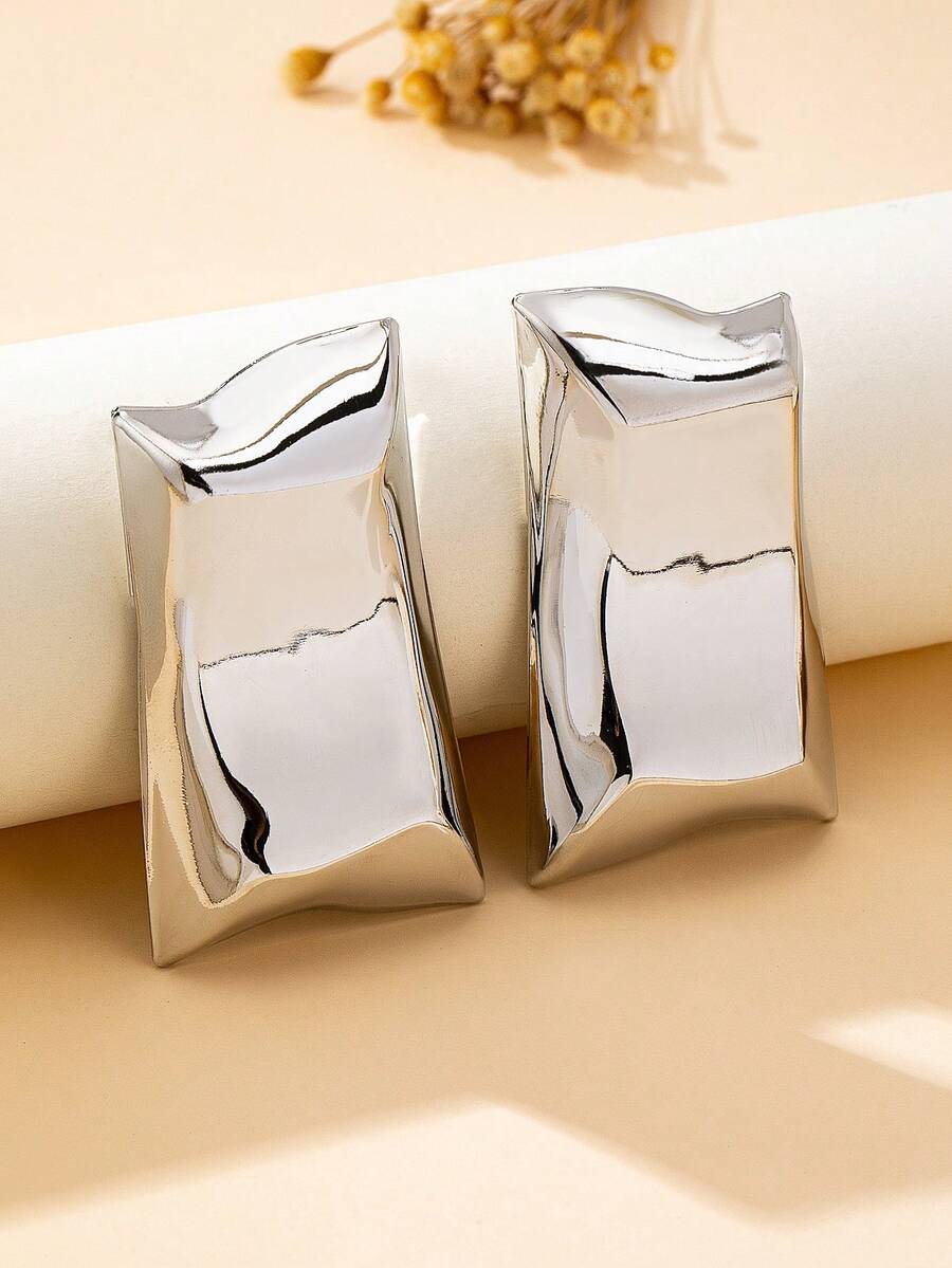 1 Pair Vintage Elegant Geometric Teardrop Statement Earrings, Stainless Steel With Titanium Alloy Posts, Fashionable Large Drop Dangle Earrings For Women, Suitable For Daily Wear, Novelty Earrings