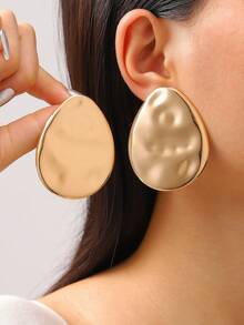 1 pereche de cercei de mozaic, cerc de metal lucios 3D, versatili șic, la modă retro, bijuterii elegante pentru femei pentru purtarea zilnică