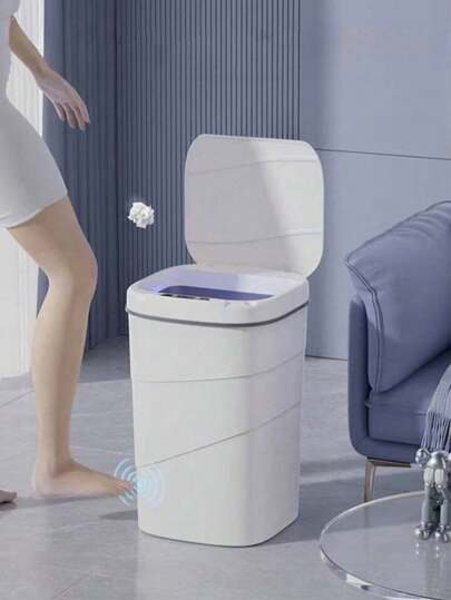 1 st. 18L smart sensorpapperskorg med lock, stor kapacitet, luktfri kökssoptunna, 3 öppningslägen, förseglad, tyst, IPX5 vattentät, lämplig för hem, kök, badrumsinredning. Verklig storlek mindre än bilden.