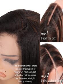 Halloween Christmas 13*4 Lace Front Wigs Straight Wigs With High Quality Synthetic Hair 28inch Highlight Wigs And Good Texture - 挑染棕色 - 查看 6