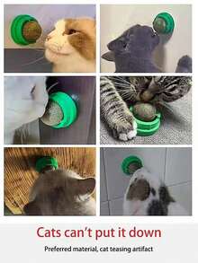 1pc Catnip Ball With RotatingFeature For Grinding Teeth AndCleaning,Catnip Ball WallSticking Crab Cat Toy, SuitableFor Pet Cats To Play And RelieveBoredom Cat Chew Toy WithDigestion Promoting AgentCatnip Ball, Adhesive Cat ToyTeeth Grinding Stick, PetProduct Green Color - Multicolor - View 10