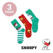 SNOOPY 1/3/5双装圣诞袜，男女通用成人中筒袜，可爱袜子，生日/圣诞礼物 - 彩色 - 查看 7