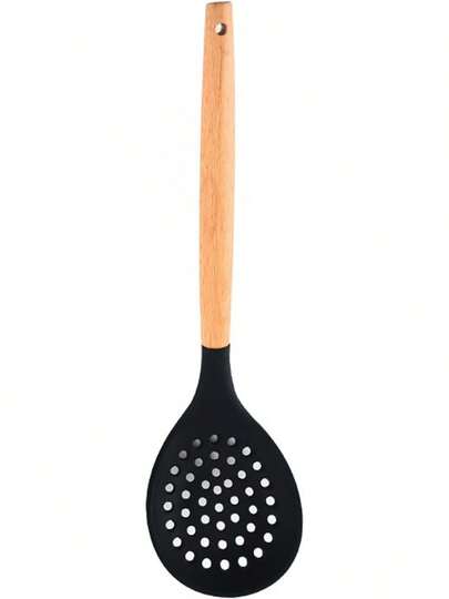 Slotted Spoons For Cooking, Nonstick Slotted Spoon Skimmers With Heat-Resisting Handle, Frying Spoons Strainer For Kitchen Cooking Draining Vegetable Frying(Black)