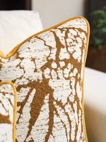 1 件装重磅雪尼尔提花抱枕套（不含枕芯），时尚现代重磅雪尼尔提花靠垫套，适合日常家居、沙发、床铺装饰，四季皆宜 - 黃白色 - 查看 5