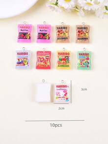 10pcs Mixed Fake Candy Snack Resin Pendant Earrings Necklace Accessories