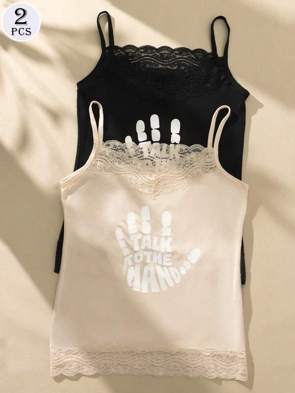2pcs Women Lace Camisole, Versatile Layering Camisole, Women Lace Undershirt