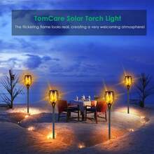 Solar Lantern Outdoor Flame Light LED Taller And Larger Flickering Flame Solar Flashlight IP65 Waterproof Outdoor Lighting Solar Aisle Light Christmas Decoration Garden Yard, 8/16 Pack - Burnt Orange - View 3