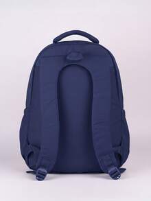 Large School Backpack For Notebook Pink Resistant Multiple Pockets Work Nylon Reinforced School College - Navy Blue - View 3