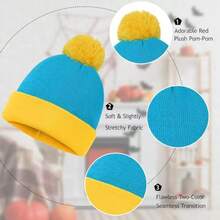 Halloween Character Cosplay Hat And GlovesKnit Pom Beanie Hat Halloween Custume Winter Hat Set For Adult Blue And Yellow