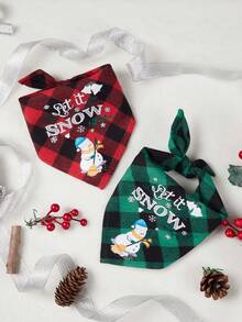 Christmas Pet Bandana With Santa Claus And Reindeer Pattern, Merry Christmas Pattern Pet Kerchiefs,Adjustable Xmas Theme Pattern Printing Dog Triangle Bibs Scarfs,Suitable For Small To Medium Dogs And Cats, Machine Washable - Red - View 9