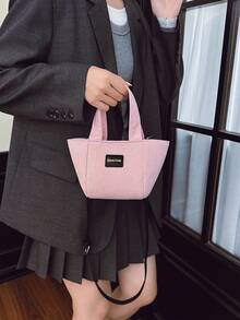 Bolsa de veludo cotelê feminina, bolsa de ombro minimalista, mini bolsa transversal - A - Ver 4