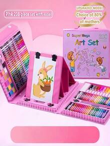 208pcs/Set Children's Art Creative Student Painting Tool Combination Set Crayons Watercolor Pencils Washable (Pattern Accessories Color Random) Beginner Painting Set Parent-Child Interactive Girls Learning Supplies Enlightenment Early Education Educational Birthday Gift Set Christmas Gift School Supplies