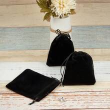 20X Velvet Gift Bags Wedding Favour Velvet Drawstring Jewellery Gift Bags Pouches - Black - View 6