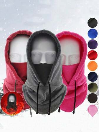 1 件面罩防风帽骑行帽冬季防风帽户外运动围巾防寒加厚头套面罩羊毛保暖帽滑雪面罩女士拉法帽面罩全冬季面罩透气运动面罩防风保暖羊毛可调节冬季面罩女士冬季配饰