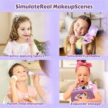 Kids Pretend Play Cartoon Makeup Toy, Purple/Pink Cosmetic Bag & Accessories Gift Set (Realistic Makeup), Dress Up Toys For 3-9 Years Old Girls, Birthday/Halloween/Christmas Gift For Girls - Multicolor - View 8