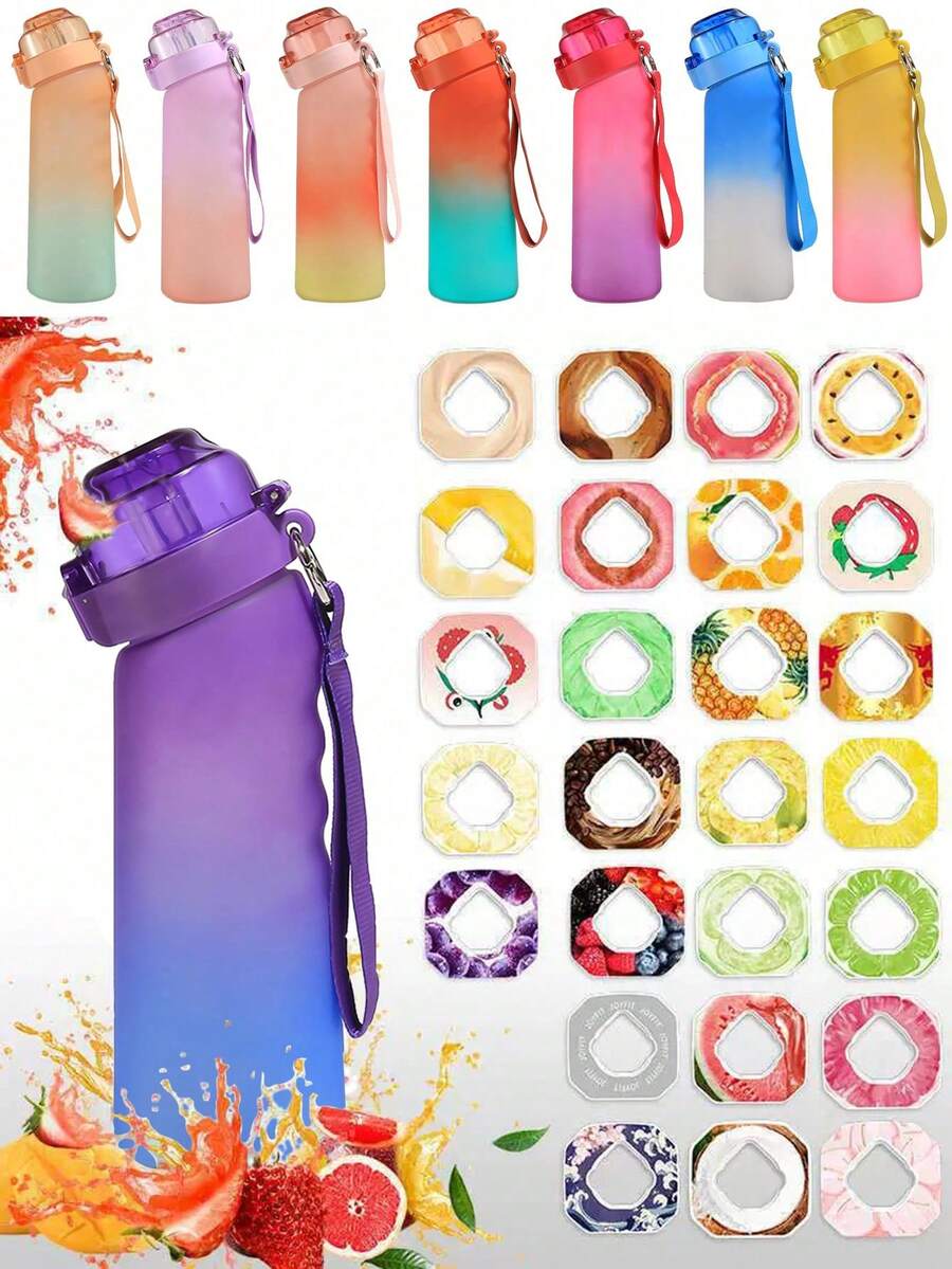 1 件 650 毫升空气瓶 Tritan 水瓶香味荚空气香味 0 糖水果味 Up Tritan 塑料水饮料瓶带香味喝更多水（一个水瓶配随机口味香味环） - 彩色 - 查看 1