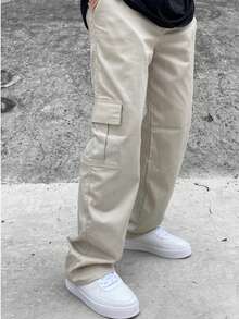 Men's Ice Cargo Pants With Drawstring Waist And Slight Stretch Long Trousers Loose Casual Streetwear Skate Unisex - Ice - View 7