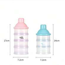 1 szt. przenośny wielowarstwowy dozownik mleka w proszku dla niemowląt, przezroczysty, odłączany, 3/4 warstwy, różowy