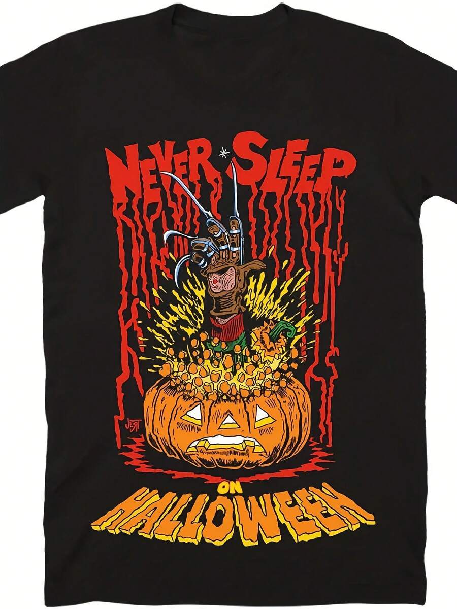 Never Sp On Halloween Horror Shirt, Halloween Horror Graphic Tee, Spooky Halloween Shirt, Freddy-Inspired Claw Shirt, Gift For Horror Fan - 款式17 - 查看 1