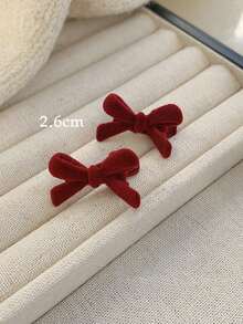 10 件女孩红色植绒蝴蝶结发夹，小植绒刘海夹，新年发饰 - 彩色 - 查看 11