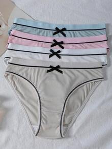 4 piezas/paquete Bragas cómodas y acanaladas para mujer - Multicolor - Ver 2